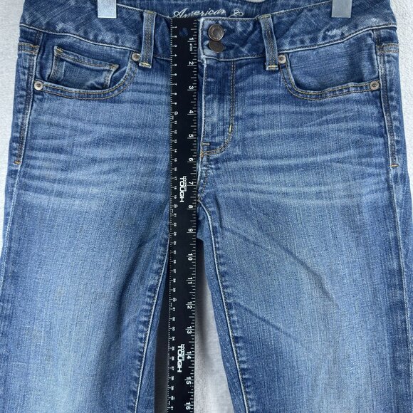 American Eagle Artist Crop Jeans Stretch Womens Size W30 Low Rise Blue - Picture 8 of 11